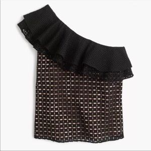 NWT J Crew one shoulder eyelet top.